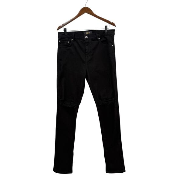ORO Log Angeles The Noir Everyday Denim Distressed Knee Slim Fit size 34x32 - Picture 1 of 8